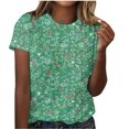 thumbnail image 1 of Scyoekwg Hauts pour Femmes Tendance Décontracté Col Rond T-Shirt Régulier Été Léger Imprimé Floral Graphique Tee Manches Courtes T-Shirts Confortables Blouses Amples Confortables (Vert, TG), 1 of 4