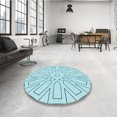 thumbnail image 4 of Ahgly Company Machine Washable Indoor Rectangle Transitional Electric Blue Area Rugs, 2' x 5', 4 of 7