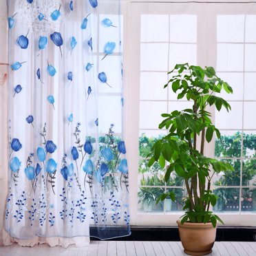 Garosa 100*200cm Colorful Tulips Printing Tulle Curtains Sheer Drape Balcony Window Decoration Tulle Drape Tulle Curtains