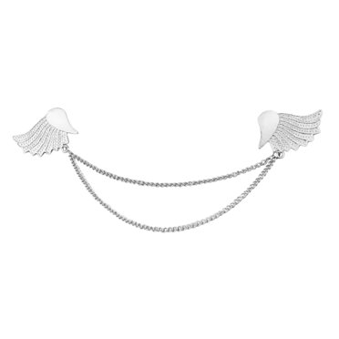 Angel Wings Design Brooch Simple Alloy Collar Pin Shirt Brooches Clothing Women Men Accessories (Silver)
