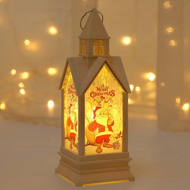 LED Electronic Candle Castle Lantern Night Light, Battery-Operated Tabletop Decor for Christmas Windo Display and Holiday Party Centerpiece
