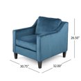 thumbnail image 3 of Milo Fauteuil Club en Velours Contemporain, Bleu et Brun Foncé, 3 of 8