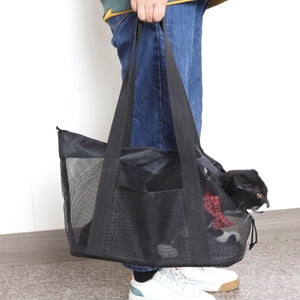 FEOLGEHLY Pet Carrier Bag, PVC Breathable Mesh Cat Carrier with Panoramic View, Foldable Washable Travel Pet Carrier for Cats Small Dogs, Mesh Bag with Shoulder Strap for Outdoor, Black