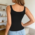 thumbnail image 4 of Tank With Built In Bras Lace Spaghetti Strap Camisole Casual Padded Sleeveless Ribbed Shirt for Leisure, 4 of 8