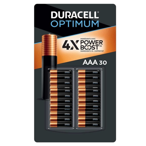 Duracell Piles AAA Optimum avec Ingrédients Power Boost, 30 Unités