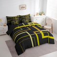 thumbnail image 3 of Abstract Geometry King Comforter Set 7-Piece Rectangle Square Bedding Comforter Sets, Black and Yellow Bed in a Bag Modern Minimalist Bedding Set, Aesthetic Bed Sheets Set Kids Teens Room Decor, 3 of 6