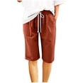thumbnail image 1 of AherBiu Plus Size Shorts for Women Drawstring High Waisted Straight Leg Summer Casual Lounge Shorts with Pockets, 1 of 4