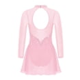 thumbnail image 5 of Linjinx Filles Enfants Justaucorps Robe de Danse Ballet à Manches Longues en Maille à Strass Assemblée Costume de Compétition de Patinage Artistique Rose 8, 5 of 5