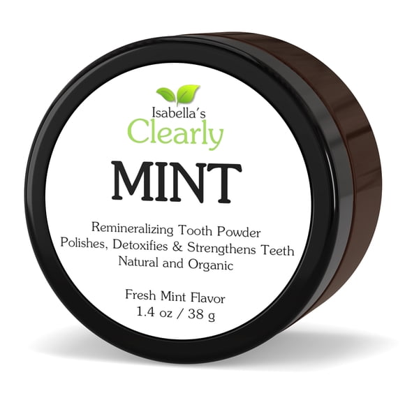 Isabella’s Clearly MINT, Natural Remineralizing Tooth Powder to Strengthen, Polish & Detoxify Teeth. Fluoride Free, High Mineral, Whitening Powdered Toothpaste for Adults and Kids (1.4 Oz) 1.4 Ounce