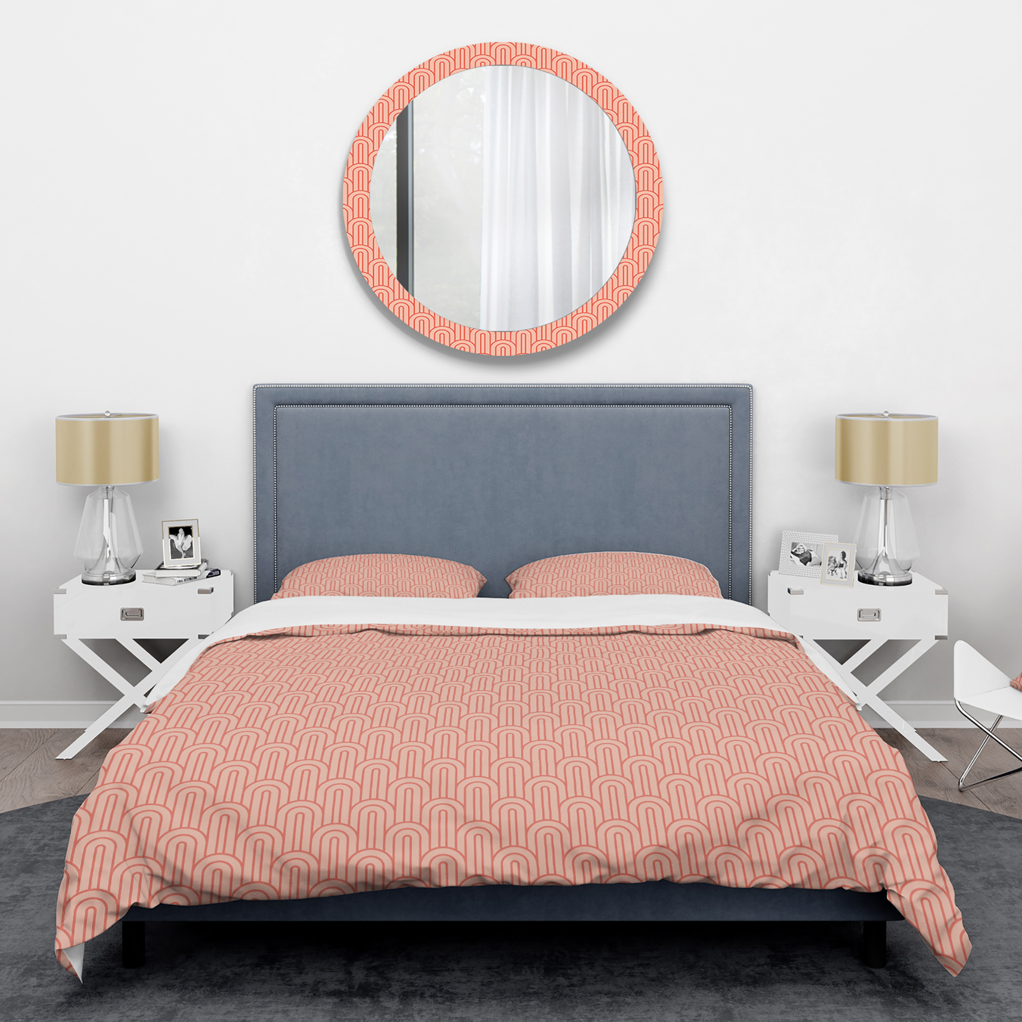 Designart 'Retro Art Deco Waves II' Mid-Century Duvet Cover Set