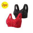 thumbnail image 3 of Bigersell Bra for Seniors Front Closure 2pcs Full Coverage Bra Style R-90 Breathable Padded Bras Pack R-90-red, 3 of 5