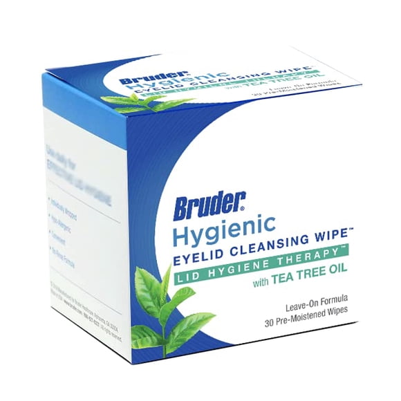 Lingettes Nettoyantes Hygiéniques pour Paupières avec Huile d'Arbre à Thé, Soulagement de la Démodex, Lingettes Exfoliantes Pré-Hydratées Sans Rinçage, Élimine l'Excès d'Huile et les Débris des Paupières et des Cils, Boîte de 30