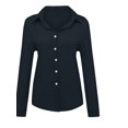 thumbnail image 3 of Gupgi Female  Long Sleeve Shirts, Casual Loose Button-Down Turndown Collar Top Cloth, 3 of 5
