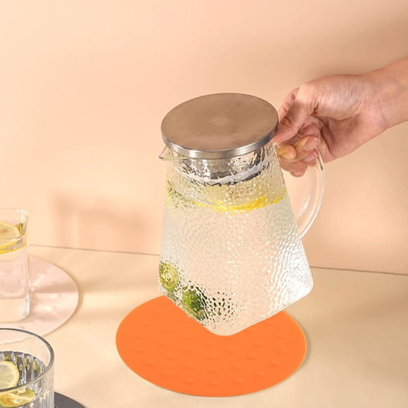 Flexible Heat Proof Non Slip Mat, Kitchen Living Room Party Safe, Protect Surfaces Hot Pots, Durable Easy Clean, for Home Cooking Gatherings Hzhnb | Silica Gel, Orange