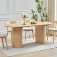 thumbnail image 3 of Table à Manger Ovale en Bois avec Pieds Semi-Circulaires, Grande Table Moderne pour Cuisine et Salle à Manger avec Base à Lattes en Bois pour Style Rustique de Ferme, Salle de Réunion Salle de Réception, Serré (Naturel), 3 of 12