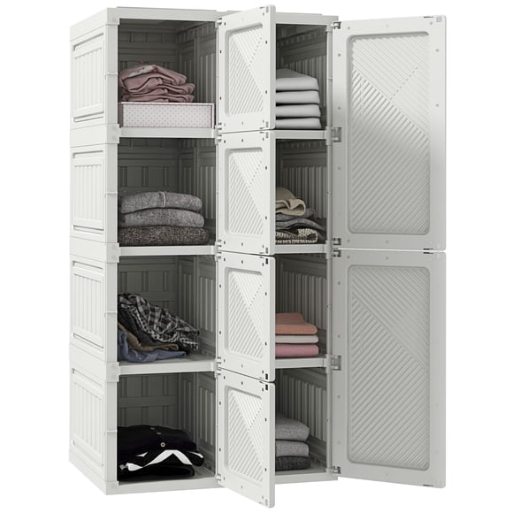 HOMCOM Garde-Robe Portative avec Portes et 8 Compartiments en Cubes