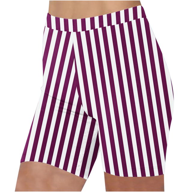 Plebaso Shorts pour Femmes 2025 Imprimé Rayé Shorts de Plage Taille Haute Mode Leggings Courts