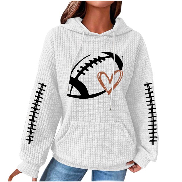 Rbaofujie Chandails pour Femmes Tendance Femmes Décontracté Manches Longues Col Rond Chandails pour Dames Hauts Blouse Chandail à Capuchon Uni Blanc Chandails à Capuchon d'Automne pour Femmes