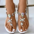 thumbnail image 3 of Flat Sandals for Women T-Strap Transparent Elastic Flash Rhinestone Decor Colorful Dressy Wedding Slip on Non Slip Summer Flip Flops Thong Sandals Beige, 3 of 8
