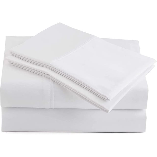 600 Thread Count 4 Piece Sheet Set 15 Inch Deep Pocket 100% Egyptian Cotton Color White Solid Size King