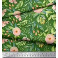 thumbnail image 2 of Soimoi Green Viscose Chiffon Fabric Leaves & Ranunculus Floral Print Fabric by the Yard 42 Inch Wide, 2 of 3