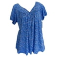 thumbnail image 2 of Flywake Hauts pour Femmes Grande Taille Manches Courtes Col en V Blouse à Imprimé Chandail Hauts Chemise Hauts Blouses T-Shirts, 2 of 5