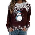 thumbnail image 1 of Femmes Pulls- Pull-Drop Épaule Col Rond Manches Longues Noël Tricot Sweat-Shirts Floraux Décontractés Tops pour Automne/printemps/hiver Rouge L, 1 of 7