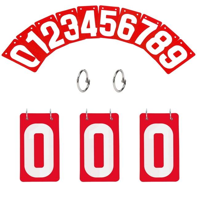 GOGO 4 Ensembles de Cartes Numériques, PVC Portable 0-9 Flip Scorekeeper, 3-1/8 Pouces x 5-1/2 Pouces - Rouge