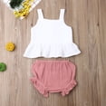 thumbnail image 4 of Newborn Baby Girls Button Sleeveless Crop Tops + Mini Shorts Outfits 2pcs Clothing Set, 4 of 8