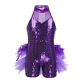 thumbnail image 1 of Linjinx Robe Tutu de Danse Ballet à Sequins Brillants pour Filles, Costume de Performance Jazz Latin Moderne Violet 10, 1 of 7