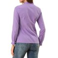 thumbnail image 3 of INSPIRE CHIC Women's Lace Mock Neck Long Sleeve Cotton Button-Down Shirt, 3 of 5