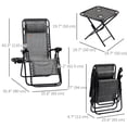 thumbnail image 3 of Outsunny Zero Gravity Chair Set with Folding Table & Cup Holder Trays Grey, 3 of 10
