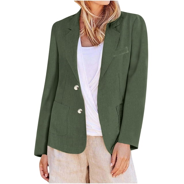 Blazer pour Femmes, Veste Décontractée Unie à Manches Longues, Manteau de Travail en Polyester à devant Ouvert, Longueur Régulière