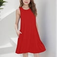 thumbnail image 4 of Yuyuzo Robes Midi d'Été pour Filles Amples Décontractées Sans Manches Mignonnes Ligne A Fluides Robe d'Été avec Poches, 4 of 7