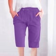 thumbnail image 2 of Timegard Womens Plus Size Shorts Elastic Waisted Drawstring Lightweight Casual Knee Length Shorts with Pockets, 2 of 5