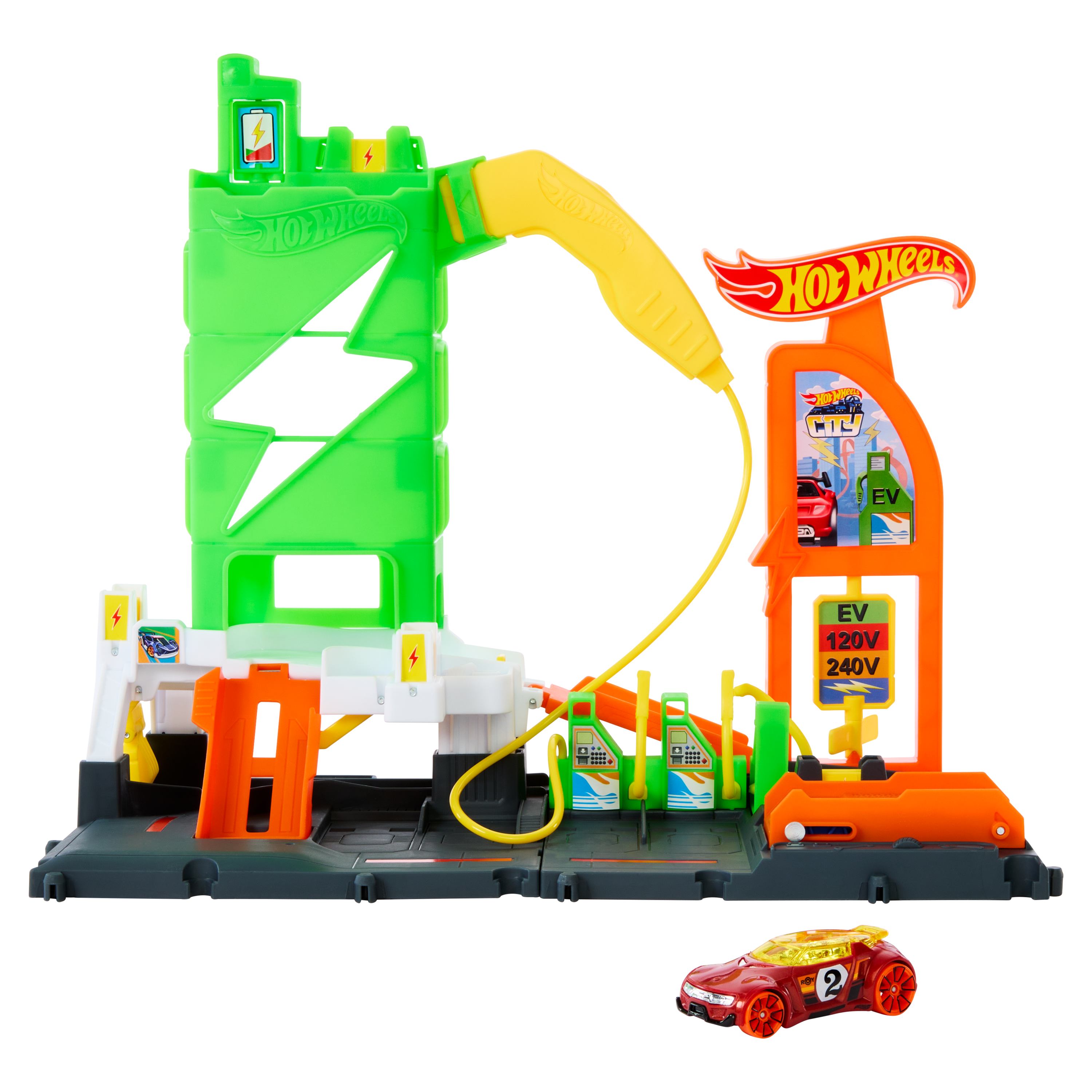 Hot Wheels Ville Station d’énergie Super Recharge, véhicule