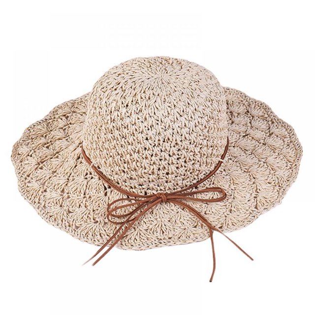Women Summer Hand-woven Sun Hat Foldable Wide-side Cap Fisherman Cap Straits Sun Cap