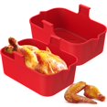 thumbnail image 3 of 2Pcs Air Fryer Silicone Pot with Handle Reusable Air Fryer Liner Heat Resistant Air Fryer Silicone Basket Rectangle Baking Pan Air Fryer Accessories Liners for Double Basket Air Fryer Ove, 3 of 11