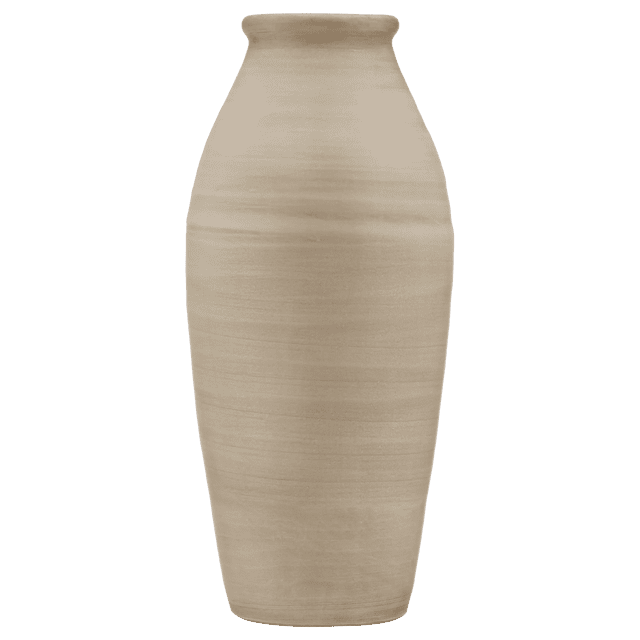 Bouclair Beige Antique Ceramic Floor Vase front-facing full-height view showing a 20.75 in (52.71 cm) tall, 9 in (22.86 cm) diameter beige 100% ceramic vessel with rounded body and slightly tapered neck, matte glaze on a neutral studio floor; decorative floor vase suitable for entryway styling or displaying long-stem dried branches.
