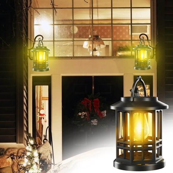 Lanterne Lumineuse à Flamme Solaire, Lumière de Jardin Extérieure Étanche avec Flamme Vacillante à 28 DEL, Lampe Murale de Patio à Énergie Solaire, Lumière Décorative pour Cour et Sentier, Éclairage Paysager Solaire