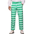 thumbnail image 1 of INSPIRE CHIC Pantalon Imprimé Argyle pour Homme Coupe Régulière devant Plat Pantalon Habillé 38 Vert Blanc, 1 of 5
