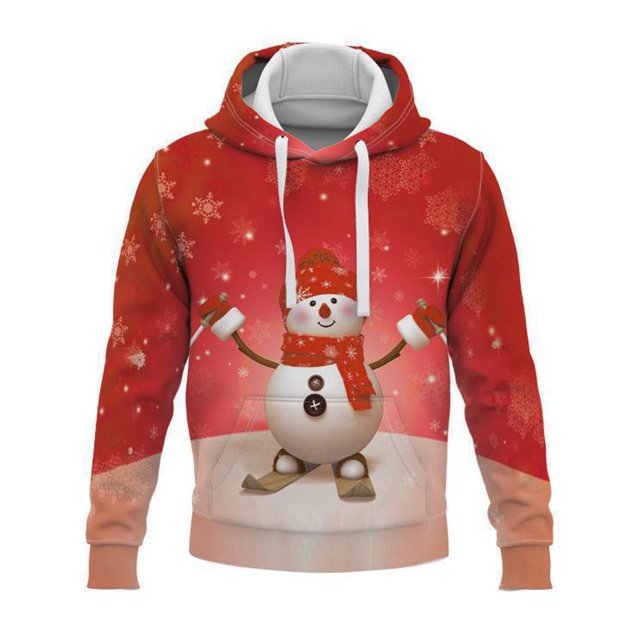 Tenmix Chandail à Capuche Homme Impression 3D Coupe Régulière Noël avec Cordon de Serrage Style T 4TG