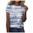 thumbnail image 1 of XZNGL T-shirt à Manches Courtes pour Femmes, Mode d'Été, Imprimé, Col Rond, Haut Ordinaire, 1 of 4