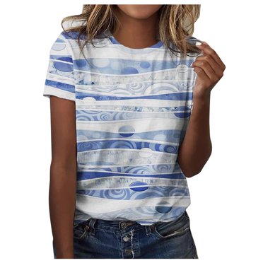 XZNGL T-shirt pour Femmes Mode Été Imprimé Ordinaire T-shirt à Manches Courtes à Col Rond pour Femmes