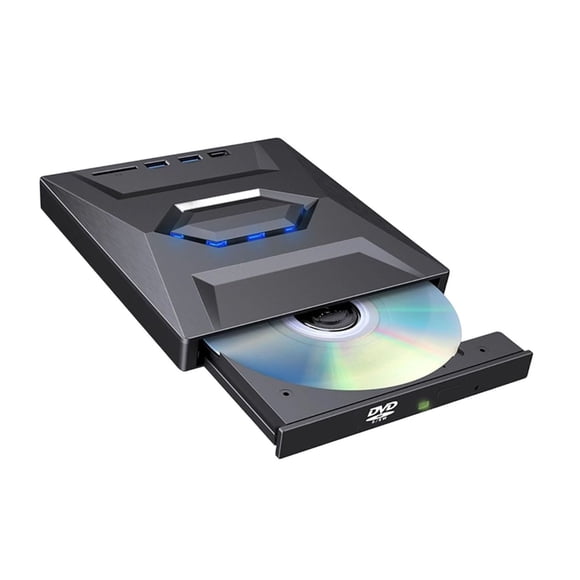NJGRAE 7 in 1 External Usb Dvd Drive & Blu Ray Player Usb 3.0 Type C Portable Cd Dvd Rom Rw Burner Writer with 3 Usb Ports Sd/Tf Card Slots for Laptop Desktop Mac Macbook Windows 11/10/