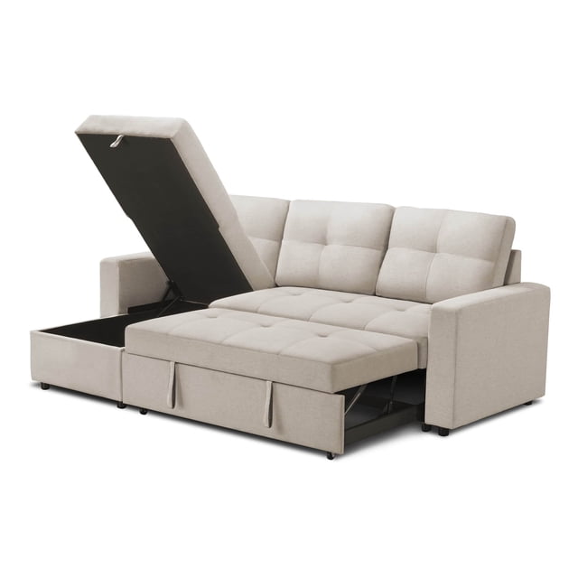 Urban Cali Venice Sleeper Sectional Sofa Bed with Reversible Storage Chaise