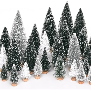Waipfaru 21 Pcs Mini Christmas Tree Table Decor, Bottle Brush Christmas Trees, , Miniature Pine Trees for Xmas Tabletop Crafts Indoor Decor