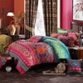 thumbnail image 4 of Jolusere Ensemble de Housse de Couette Boho Très Grand, 3 Pcs Rétro Bohemian Mandala Rayé Ensemble de Housse de Couette pour Adultes Toutes Saisons, Rouge Coloré, 4 of 10