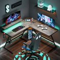thumbnail image 1 of Bestier 55 inch L-Shaped Gaming Computer Desk with Monitor Stand Home Office Corner Desk, 1 of 5