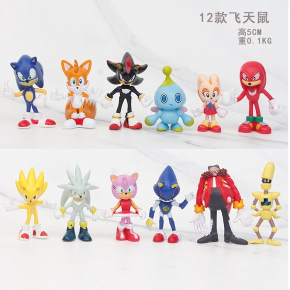 2024 Sonic PVC Character Toy Hedgehog Shadow Tail Figure Model Dolls Children Animal Toy 12pcs/Set